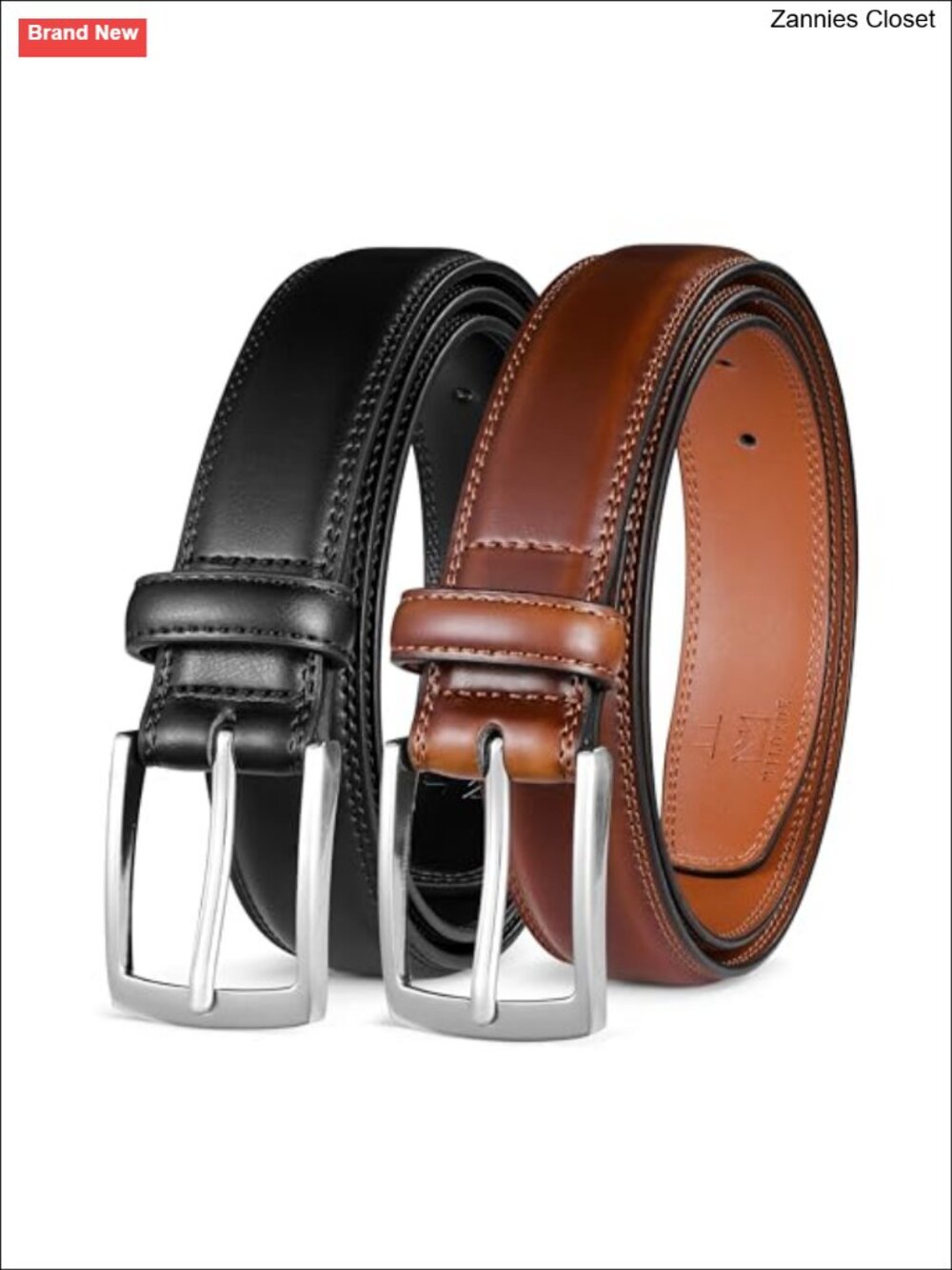 Genuine Leather Dress Belt 2Pack Handmade Formal Business Casual